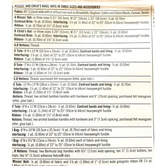 Simplicity 4490 Misses Childs Bags Sewing Pattern Tote Handbag Mitts Hat - Picture 2 of 2